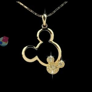 Gold Rhinestone Mickey Mouse Necklace